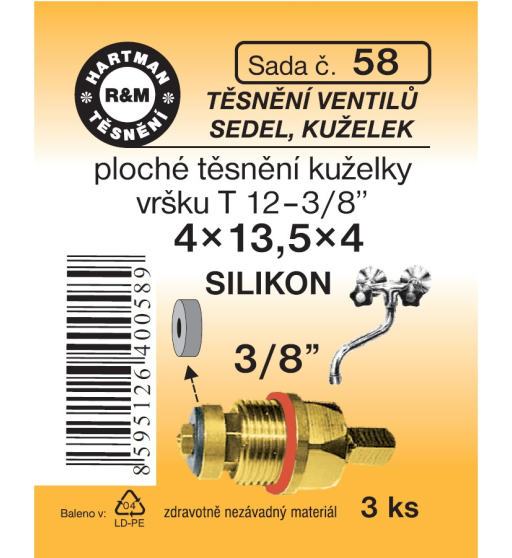Sada  H 58. ploché 3/8" silikon