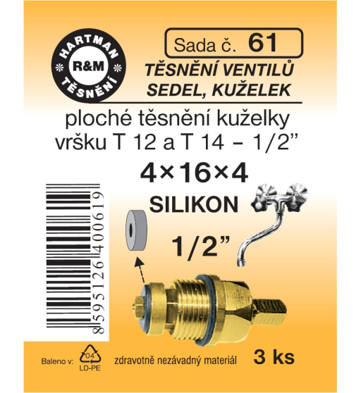 Sada  H 61. ploché 1/2" silikon