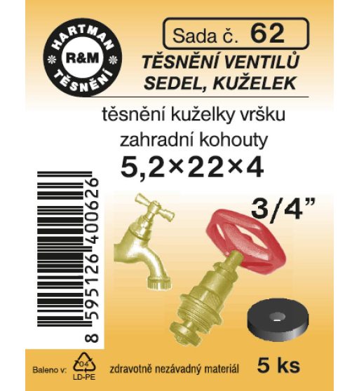 Sada  H 62. ploché 3/4" guma