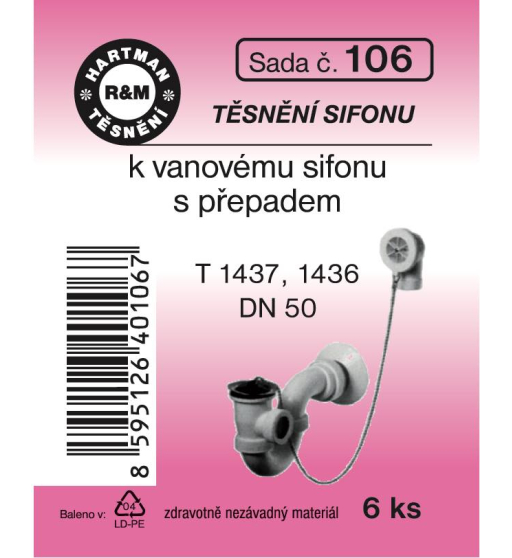 Sada  H 106. vanový sifon s přepadem DN50