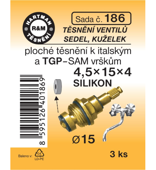 Sada  H 186. 4,5/15x3 vršky TGP ploché silikon