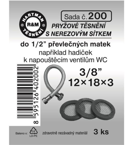 Sada  H 200. těsnění se sítkem 3/8" 12/18x3