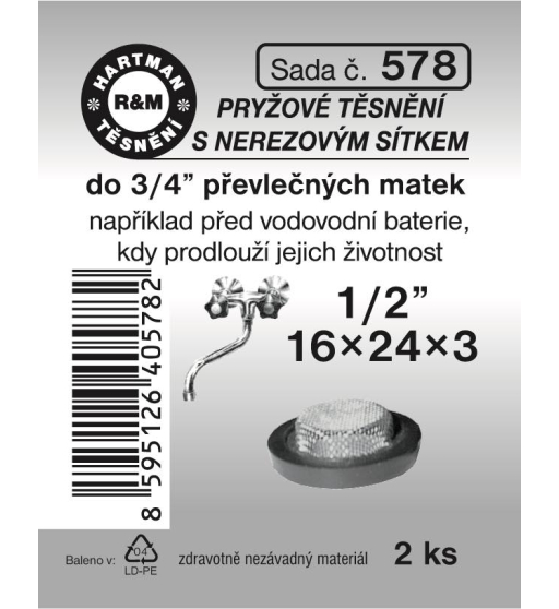 Sada  H 578. těsnění se sítkem vypouklé 16/24x3 1/2"